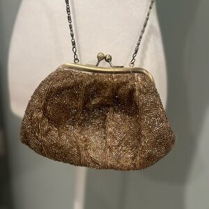 Elegant Brown Beaded Clutch